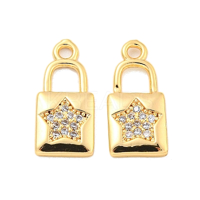 Brass Micro Pave Clear Cubic Zirconia Pendants KK-G492-03A-G-1