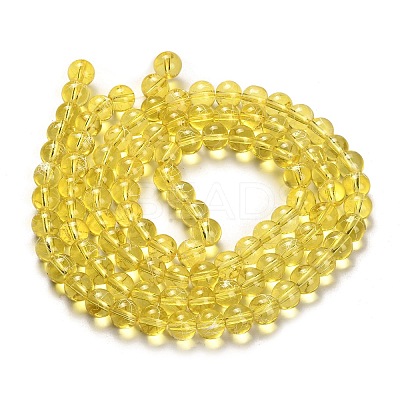 Drawbench Transparent Glass Round Beads Strands X-GLAD-Q012-8mm-06-1