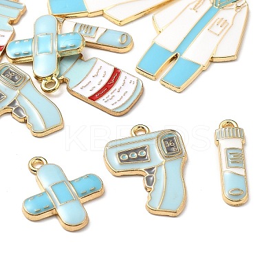 10Pcs 5 Styles Medical Theme Alloy Enamel Pendants FIND-FP0002-81-1