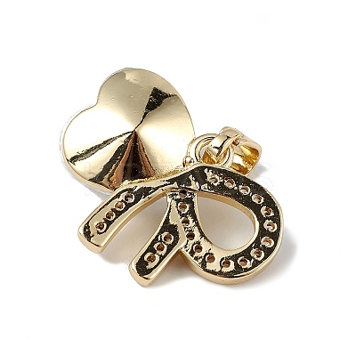 Real 18K Gold Plated Rack Plating Brass Micro Pave Clear Cubic Zirconia Pendants KK-C015-26G-01-1