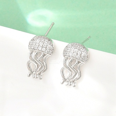 Brass Micro Pave Cubic Zirconia Stud Earrings EJEW-G471-19G-1