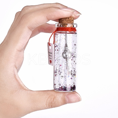 Transparent Glass Wishing Bottle Decoration AJEW-YWC0005-02-1