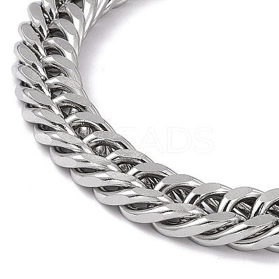 Tarnish Resistant 201 Stainless Steel Curb Chain Bracelet with 304 Stainless Steel Clasps for Men Women BJEW-M235-02B-P-1