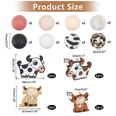 72pcs 12 style Food Grade Silicone Focal Beads SIL-CA0003-20-1