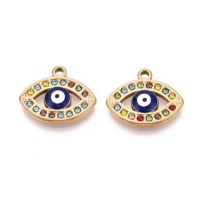 304 Stainless Steel Rhinestone Pendants STAS-N110-52B-G-1