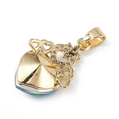Real 18K Gold Plated Rack Plating Brass Micro Pave Clear Cubic Zirconia Pendants KK-C015-30G-15-1