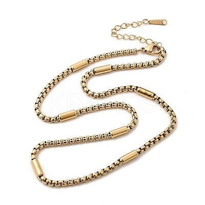 304 Stainless Steel Column Box Chain Necklaces NJEW-D350-02G-1