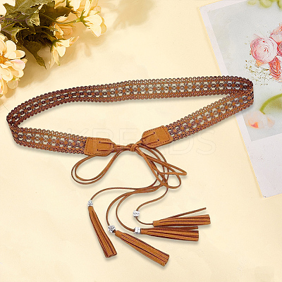 Bohemian Imitation Leather Tassel Wrap Chain Belts AJEW-WH20033-096AS-C-1