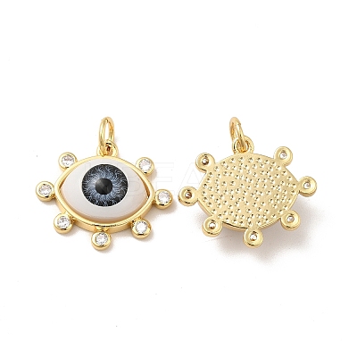 Brass Micro Pave Clear Cubic Zirconia Pendants ZIRC-E006-04G-03-1