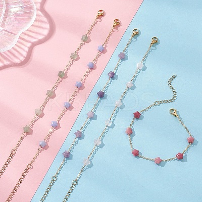 Natural Mixed Gemstone Beaded Link Bracelets BJEW-JB12851-1
