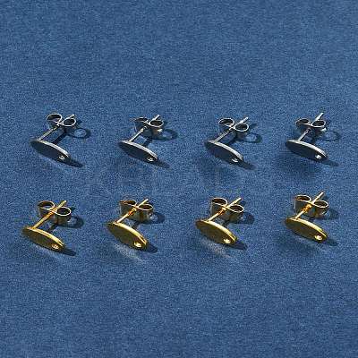 16Pcs 2 Colors 201 Stainless Steel Stud Earring Findings with Hole EJEW-FS0001-19-1