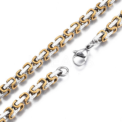 Ion Plating(IP) Two Tone 201 Stainless Steel Byzantine Chain Bracelets BJEW-S057-95B-1