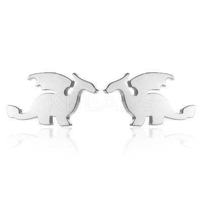Cute Mini Flying Dragon Animal Earrings for Girls - Stainless Steel. ST2673684-1