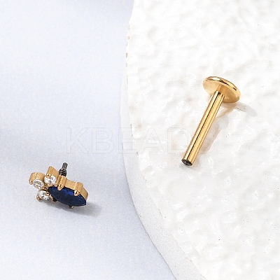 F136 Titanium Pave Clear and Blue Cubic Zirconia Horse Eye Internally Threaded Labrets ME-CBA9828-02G-1