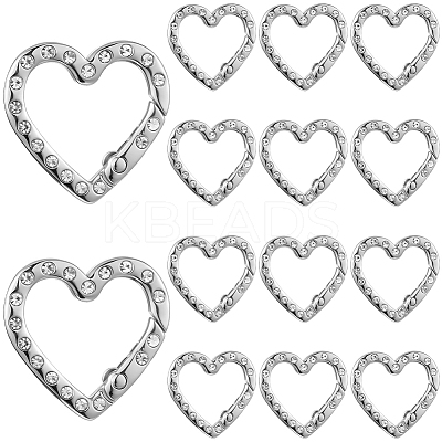 20Pcs Zinc Alloy Rhinestone Spring Gate Rings FIND-SP0004-36P-1