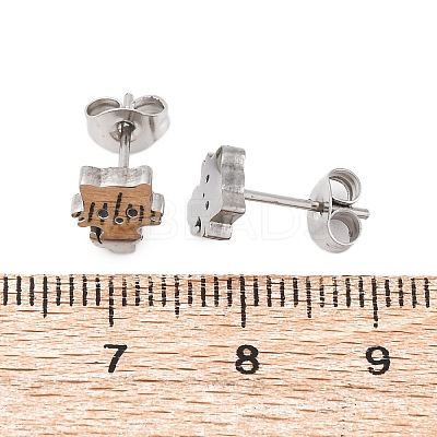 Tarnish Resistant 304 Stainless Steel Kitten Stud Earrings EJEW-F227-08P-1