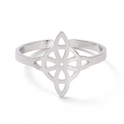Non-Tarnish 304 Stainless Steel Sailor's Knot Open Cuff Ring RJEW-P037-03P-1