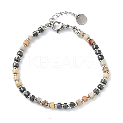 Natural Crazy Agate & Non-magnetic Synthetic Hematite Beaded Bracelets for Women BJEW-Z148-04P-02-1