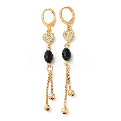 Rhinestone Heart Leverback Earrings with Glass Beaded EJEW-K256-31KCG-1