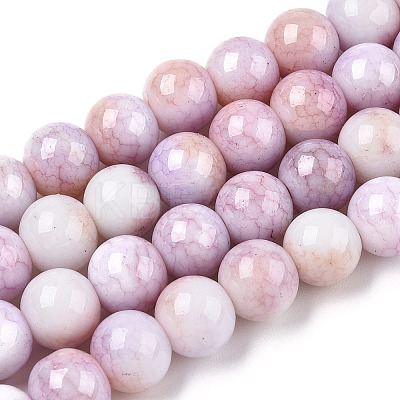 Ombre Effect Dyed Crackle Glass Round Beads Strands GLAA-T031-10mm-01N-1