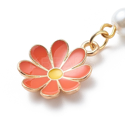 Flower Alloy Enamel Pendant Decoration X1-HJEW-JM00778-1