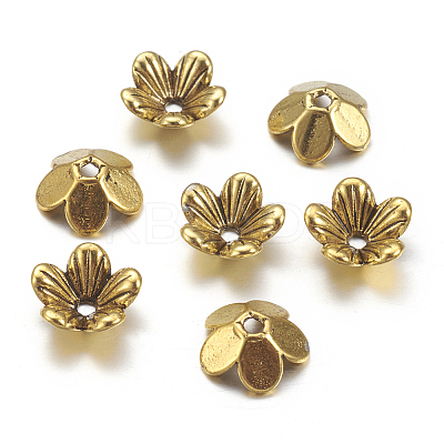 Tibetan Style Flower Alloy Bead Caps X-TIBEP-S192-AG-NR-1