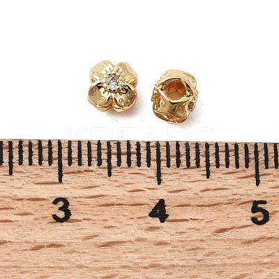 Brass Micro Pave Clear Cubic Zirconia Beads KK-F916-39G-1