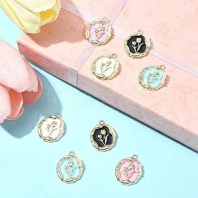 8Pcs 4 Colors Alloy Enamel Pandants ENAM-FS0002-22-1
