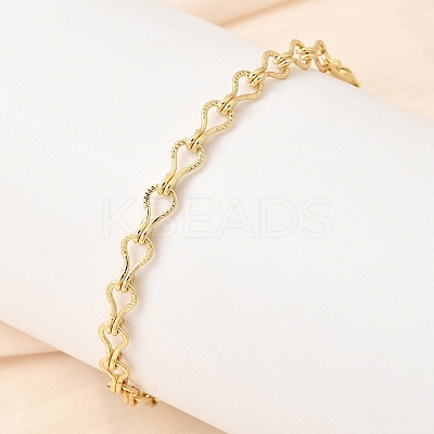 Brass Teardrop Link Chain Bracelets for Women BJEW-F531-04G-1