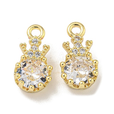Brass Micro Pave Cubic Zirconia Charms KK-L075-014G-1