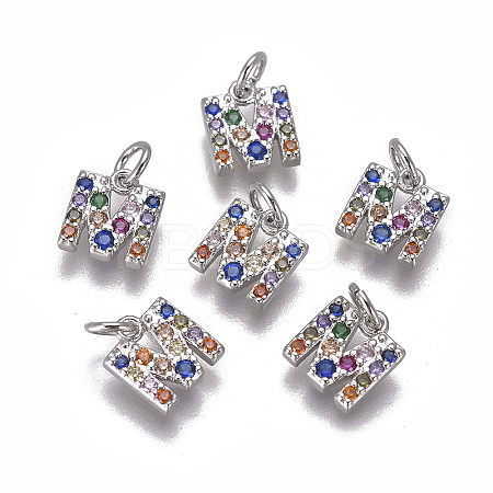 Brass Micro Pave Cubic Zirconia Charms ZIRC-L070-38M-P-1