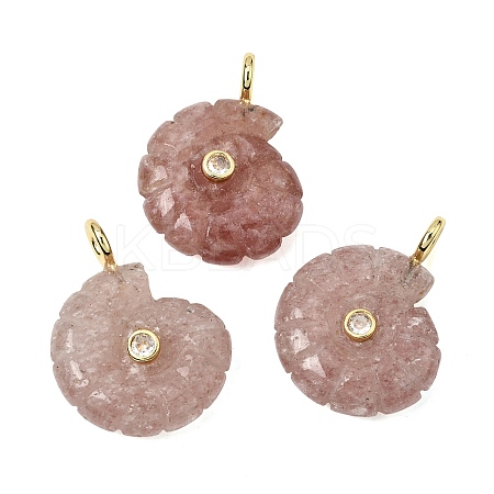 Natural Strawberry Quartz Carved Pendants G-C282-01L-1