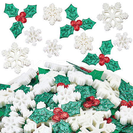 160Pcs 4 Styles Christmas Theme Opaque Resin Cabochons RESI-SC0005-80A-1