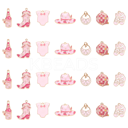 28Pcs 7 Styles Rack Plating Alloy Enamel Pendants ENAM-YW0004-86-1