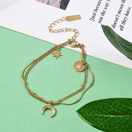 304 Stainless Steel Multi-strand Chain Bracelets BJEW-Z084-02G-1