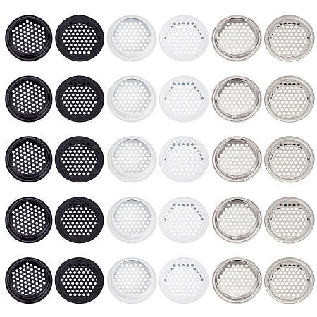 CHGCRAFT 30Pcs 3 Colors 201 Stainless Steel Round Mesh Lid AJEW-CA0002-69-1