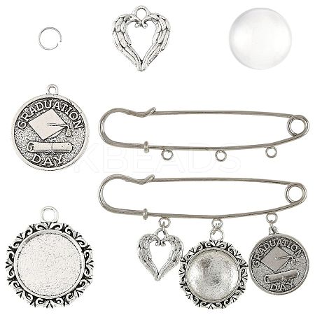 DIY Flat Round Alloy Commemorative Photo Pendants Making Kits DIY-FS0009-23-1