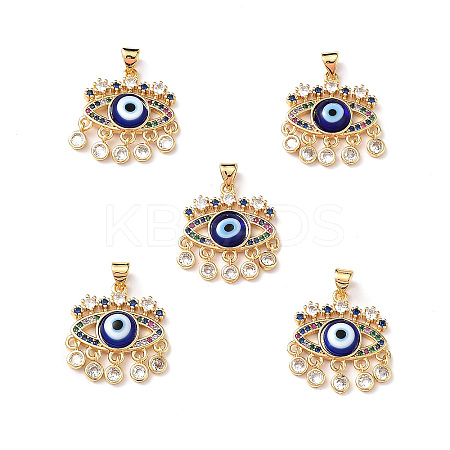 Lampwork Evil Eye Pendants with Colorful Cubic Zirconia ZIRC-L102-13G-06-1