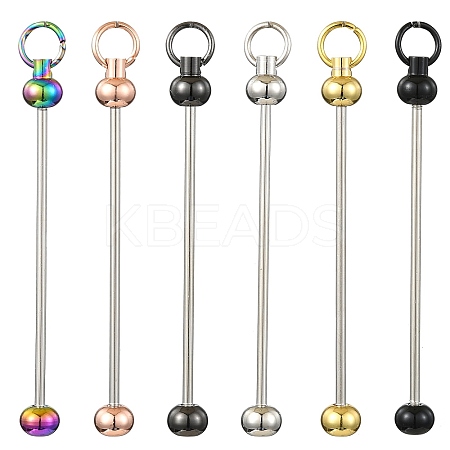 6Pcs 6 Styles Iron Bar Beadable Keychain for Jewelry Making DIY Crafts IFIN-CJ0002-37-1