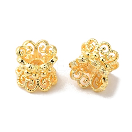 Rack Plating Double Side Brass Bead Caps KK-K381-17G-01-1