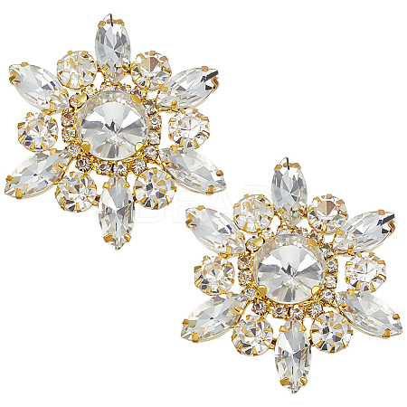 2Pcs Flower Rhinestone Ornament Accessories DIY-FG0006-42G-02-1