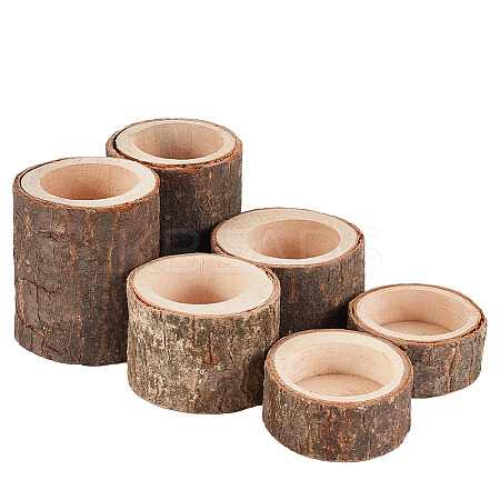 6Pcs 3 Styles Wood Candle Holders AJEW-GA0007-56-1