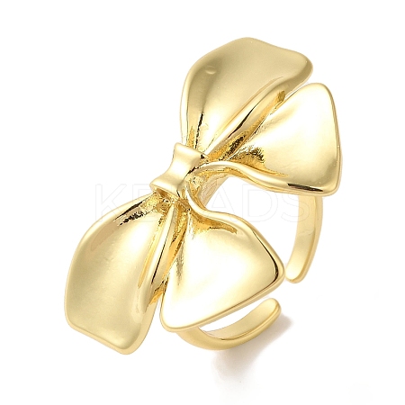Bowknot Brass Open Cuff Rings for Women LS-RJEW-C098-12G-1
