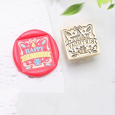 Golden Tone Wax Seal Brass Stamp Heads AJEW-U008-02G-19-1