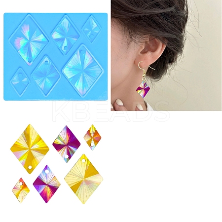 Rhombus Shape Holographic Pendant DIY Silicone Mold DIY-K063-10-1