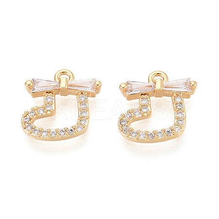 Brass Micro Pave Clear Cubic Zirconia Charms KK-N286-01G-1
