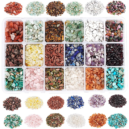 396G 18 Style Natural & Synthetic Gemstone Chip Beads G-NB0002-64-1