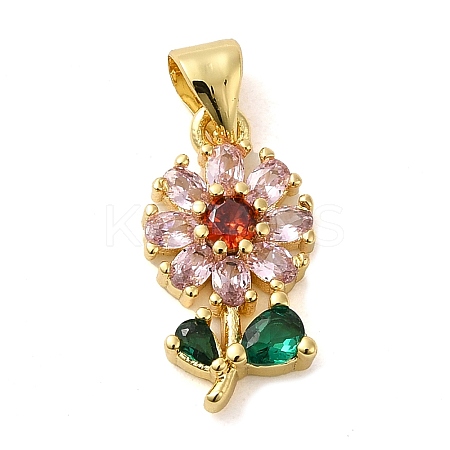 Rack Plating Brass Micro Pave Cubic Zirconia Pendants X-KK-P241-09G-1