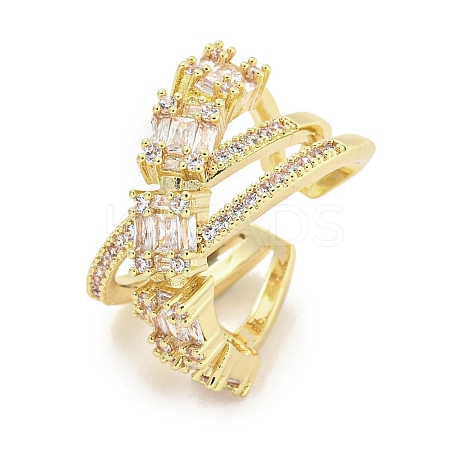 Brass Micro Pave Cubic Zirconia Cuff Open Rings RJEW-I103-019G-1