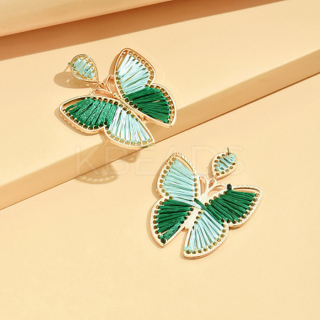 Bohemia Style Alloy & Cotton Dangle Stud Earrings FS-WG7AD97-02-1